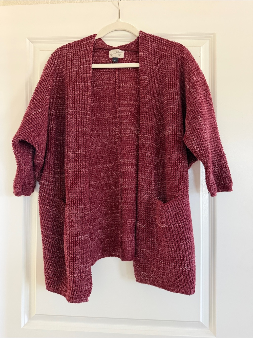 Cozy Open-Front Women’s Sweater Cardigan - Wine